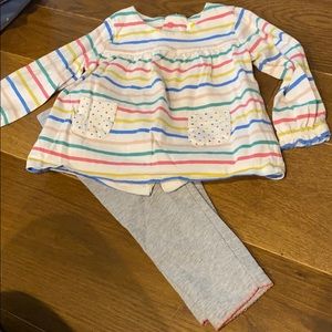 6-12m Boden striped shirt and leggings